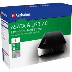 Verbatim External Hard Drive - Disque dur - 1 To - externe (de bureau) - 3.5" - USB 2.0 / eSATA - Noir acier