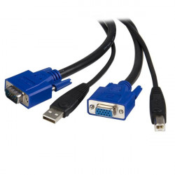 StarTech.com Câble KVM (clavier / vidéo / souris) universel - 2 en 1 - VGA et USB (SVUSB2N1_15) - Câble vidéo / USB - HD-15 (VG