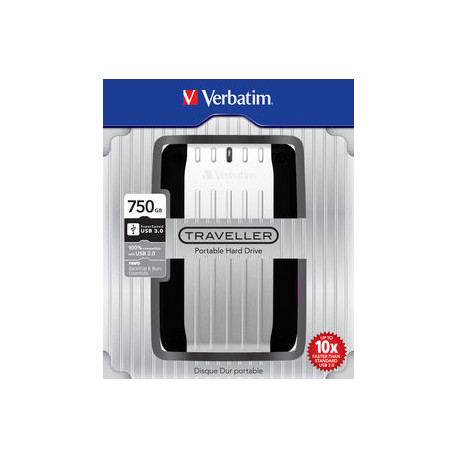 Verbatim Store 'n' Go Traveller Portable - Disque dur - 750 Go - externe (portable) - USB 3.0 - 5400 tours/min - argent