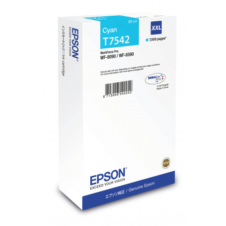 Epson T7542 - 69 ml - taille XXL - cyan - original - cartouche d'encre - pour WorkForce Pro WF-8090, WF-8090 D3TWC, WF-8090DW,