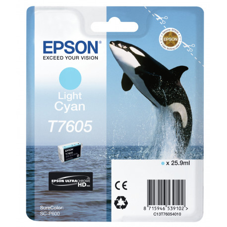 Epson T7605 - 26 ml - cyan clair - original - blister - cartouche d'encre - pour SureColor P600, SC-P600