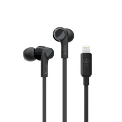 Belkin Écouteurs RockStar pour iPhone avec Connecteur Lightning (Écouteurs Conçus pour iPhone XS, XS Max, XR, 8/8 Plus etc - No