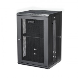StarTech.com 18U 19" Wall Mount Network Cabinet, 16" Deep Hinged Locking IT Network Switch Depth Enclosure, Assembled Vented 