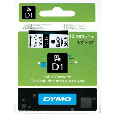 DYMO D1 - Auto-adhésif - noir sur blanc - Rouleau (1,2 cm x 7 m) 1 rouleau(x) bande d'étiquettes - pour LabelMANAGER 100, 160,