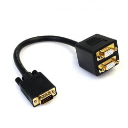 StarTech.com Câble répartiteur / Splitter vidéo VGA de 30cm - Adaptateur doubleur VGA HD15 - 1x (Mâle) vers 2x (Femelle) - Noir