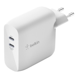 Belkin chargeur secteur double USB-C 63W (45W+18W) GaN blanc