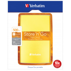 Verbatim Store 'n' Go Portable - Disque dur - 500 Go - externe (portable) - USB 3.0 - 5400 tours/min - Jaune ensoleillé