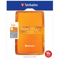 Verbatim Store 'n' Go Portable - Disque dur - 500 Go - externe (portable) - USB 3.0 - 5400 tours/min - Orange volcanique