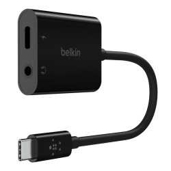 Belkin RockStar - USB-C vers jack de casque / adaptateur de charge - USB-C mâle pour jack mini, USB-C femelle - 19.6 cm - USB P