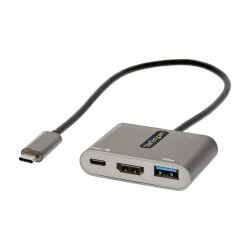 StarTech.com USB C Multiport Adapter, USB-C to HDMI 4K Video, 100W Power Delivery Passthrough Charging, 2-Port USB 3.0 Hub 5Gbp