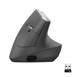 Logitech MX Vertical - Souris verticale - ergonomique - optique - 6 boutons - sans fil, filaire - Bluetooth, 2.4 GHz - récepteu